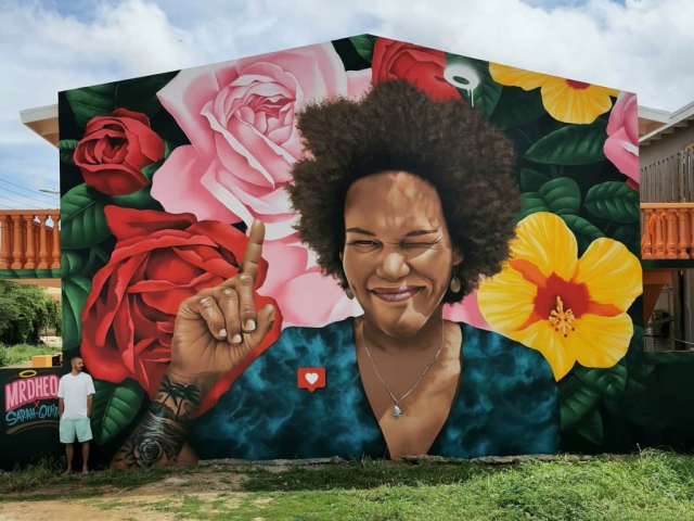MrDheo - "Sarah Quitta" - San Nicolas (Aruba) 2022 (arte urbana/street art/graffiti/mural)